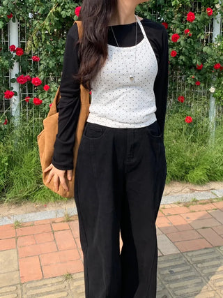 Haku Hem Snap Wide Long Pants