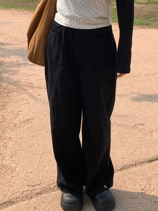 Haku Hem Snap Wide Long Pants