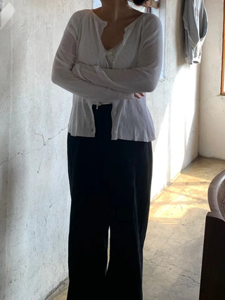 Haku Hem Snap Wide Long Pants