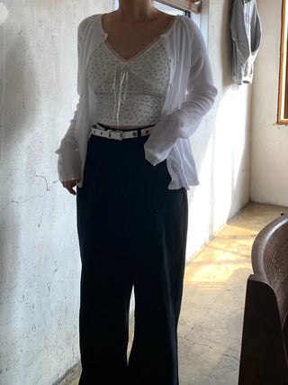 Haku Hem Snap Wide Long Pants