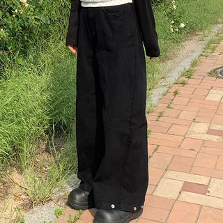 Haku Hem Snap Wide Long Pants