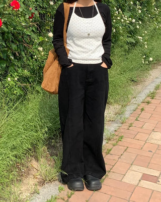 Haku Hem Snap Wide Long Pants
