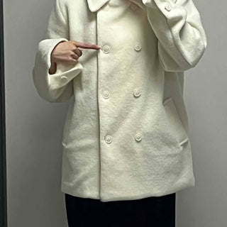 Alpaca Fuzzy Classic Collar Drop Shoulder Coat