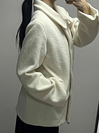 Alpaca Fuzzy Classic Collar Drop Shoulder Coat