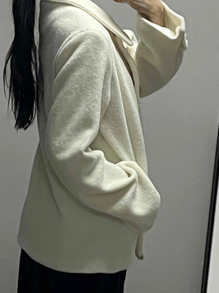 Alpaca Fuzzy Classic Collar Drop Shoulder Coat