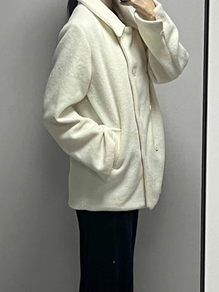 Alpaca Fuzzy Classic Collar Drop Shoulder Coat