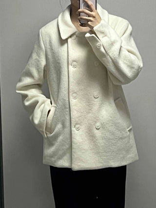 Alpaca Fuzzy Classic Collar Drop Shoulder Coat