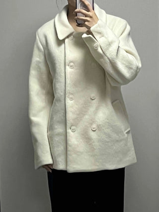 Alpaca Fuzzy Classic Collar Drop Shoulder Coat