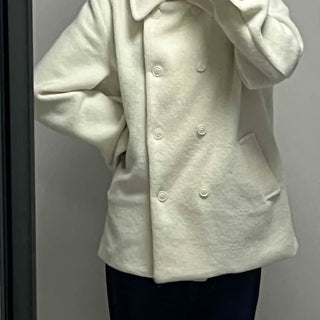 Alpaca Fuzzy Classic Collar Drop Shoulder Coat