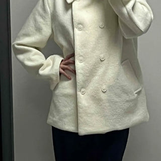 Alpaca Fuzzy Classic Collar Drop Shoulder Coat