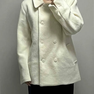 Alpaca Fuzzy Classic Collar Drop Shoulder Coat