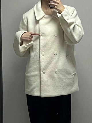 Alpaca Fuzzy Classic Collar Drop Shoulder Coat