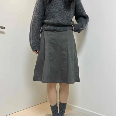 Simple A-line Midi Skirt with Campus Pocket Detail