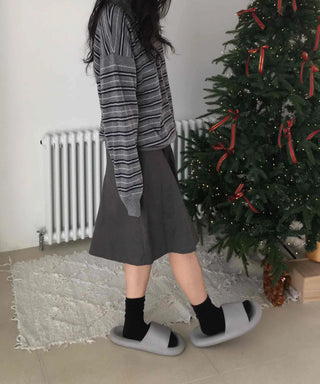 Simple A-line Midi Skirt with Campus Pocket Detail