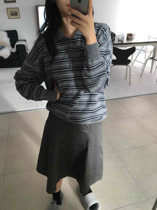 Simple A-line Midi Skirt with Campus Pocket Detail