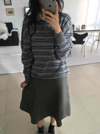 Simple A-line Midi Skirt with Campus Pocket Detail
