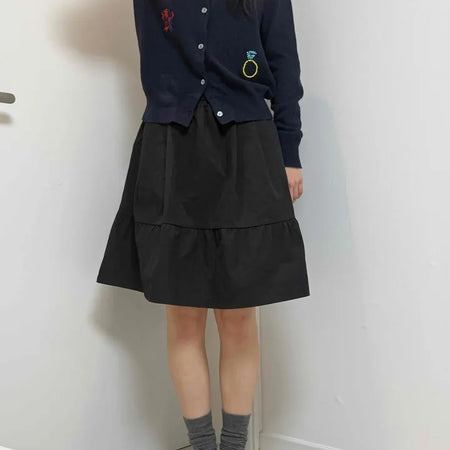 Chic Stitch Contrast A-Line Midi Skirt