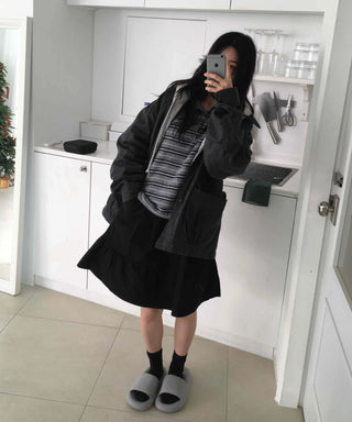 Chic Stitch Contrast A-Line Midi Skirt