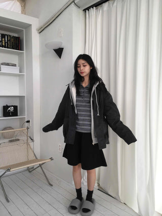 Chic Stitch Contrast A-Line Midi Skirt