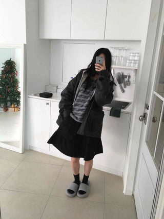 Chic Stitch Contrast A-Line Midi Skirt