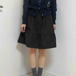 Chic Stitch Contrast A-Line Midi Skirt