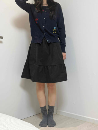 Chic Stitch Contrast A-Line Midi Skirt