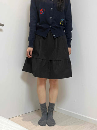 Chic Stitch Contrast A-Line Midi Skirt