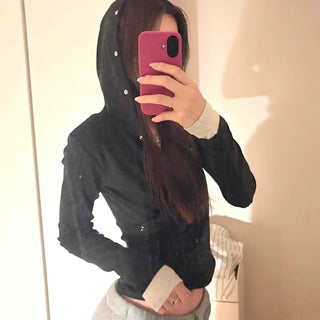 Layered Shirred Sleeve Half Button Crop Long Sleeve Tee