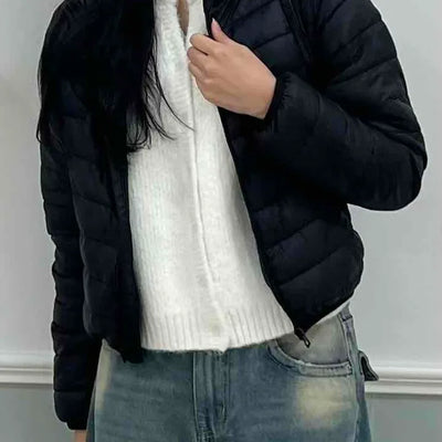 Built-in Strap Shuttle Quilted Puffer Short Padded Jacket