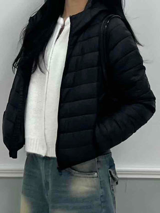 Built-in Strap Shuttle Quilted Puffer Short Padded Jacket