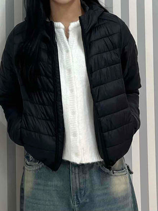 Built-in Strap Shuttle Quilted Puffer Short Padded Jacket