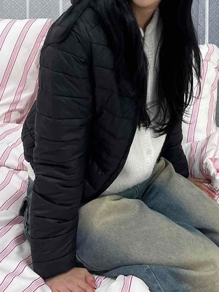 Built-in Strap Shuttle Quilted Puffer Short Padded Jacket