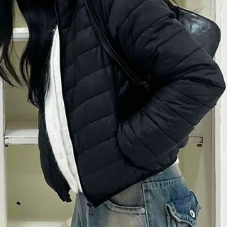 Built-in Strap Shuttle Quilted Puffer Short Padded Jacket