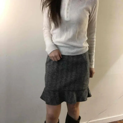 Soft Cotton Collar Button Point Bottle Neck Knit