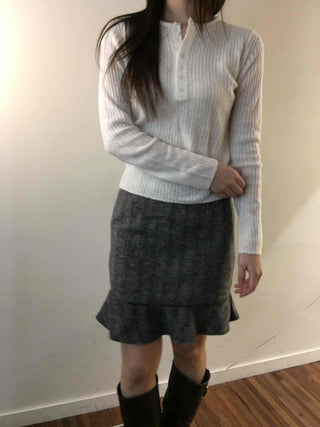 Soft Cotton Collar Button Point Bottle Neck Knit