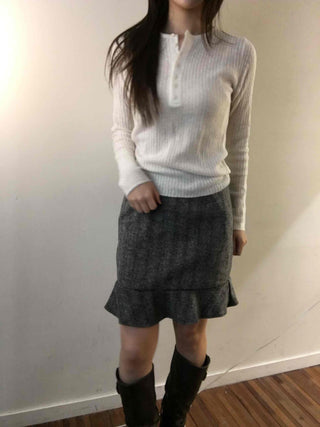 Soft Cotton Collar Button Point Bottle Neck Knit