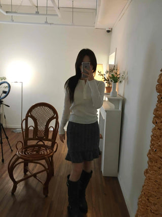 Soft Cotton Collar Button Point Bottle Neck Knit