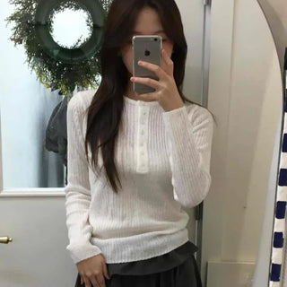 Soft Cotton Collar Button Point Bottle Neck Knit
