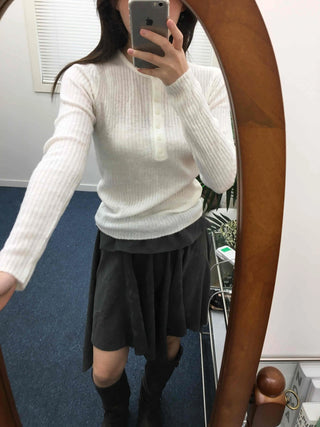 Soft Cotton Collar Button Point Bottle Neck Knit