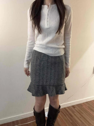 Soft Cotton Collar Button Point Bottle Neck Knit