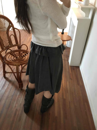 Autumn Mood Front Shirred Balloon Midi Skirt