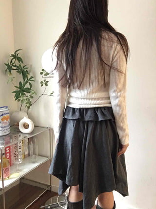 Autumn Mood Front Shirred Balloon Midi Skirt