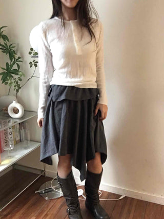Autumn Mood Front Shirred Balloon Midi Skirt