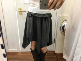 Autumn Mood Front Shirred Balloon Midi Skirt