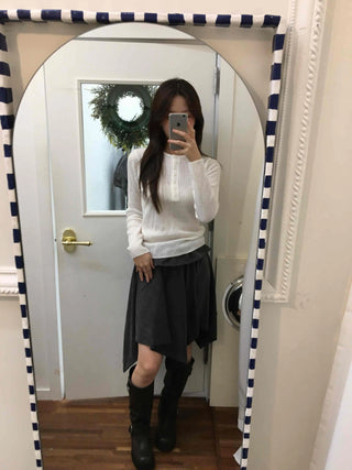 Autumn Mood Front Shirred Balloon Midi Skirt