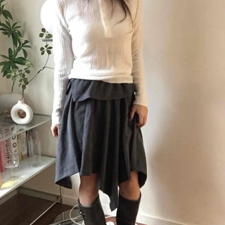 Autumn Mood Front Shirred Balloon Midi Skirt