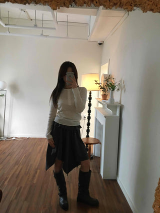 Autumn Mood Front Shirred Balloon Midi Skirt