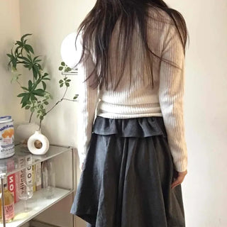 Autumn Mood Front Shirred Balloon Midi Skirt