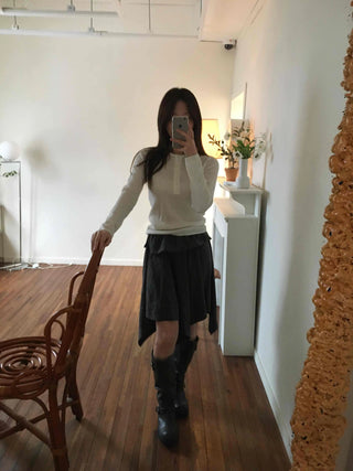Autumn Mood Front Shirred Balloon Midi Skirt