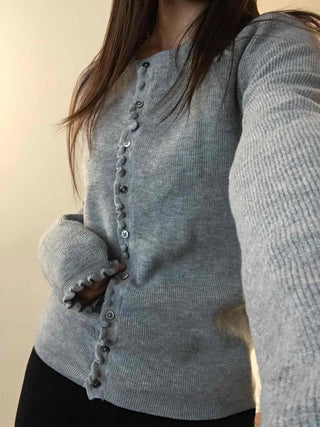Daily Button V-Neck Slim Fit Knit Cardigan